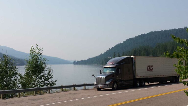 semi truck and lake 768x432
